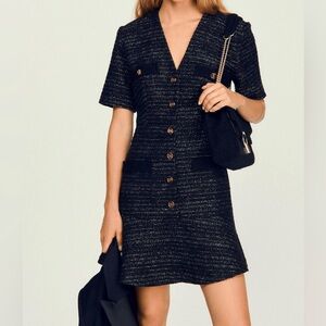 Sandro Tweed Peplum Dress Size 36/ XS